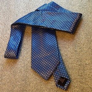 Donald J Trump Mens Silk Tie Gray Necktie Blue Silver Checkered
